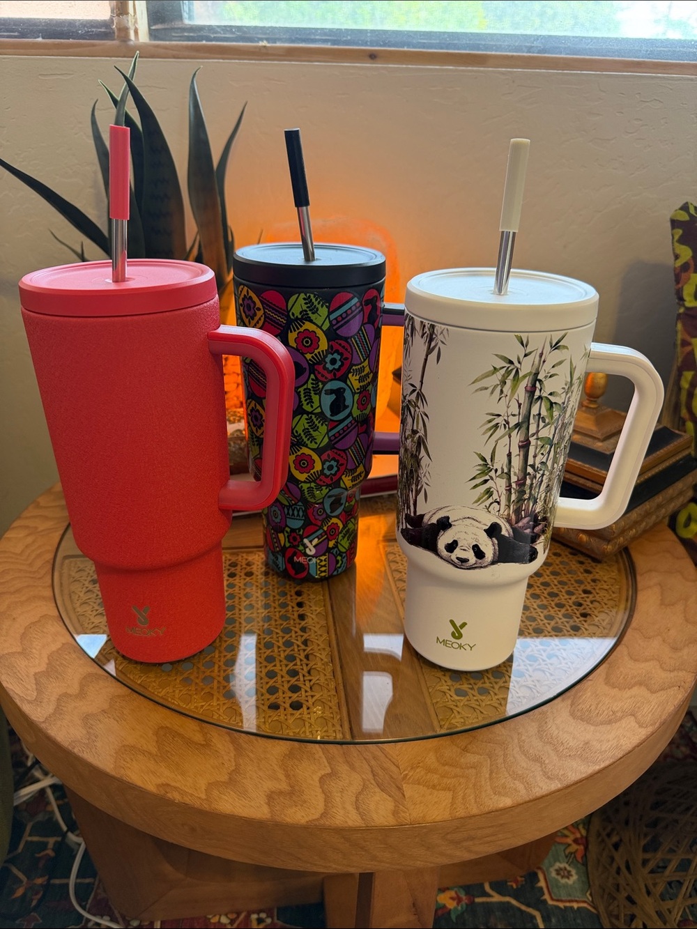 Meoky 40oz Tumbler Bundle Set of 3 W/ Straws New